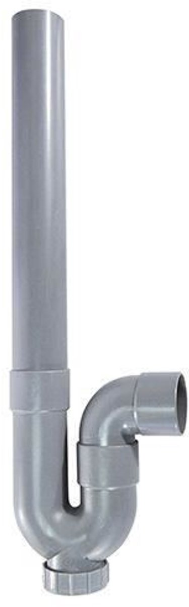 Afvoersifon - ROUSEAU - Horizontale uitloop - Ø40 mm - Grijs PVC - 47,5 mm schroefdraad