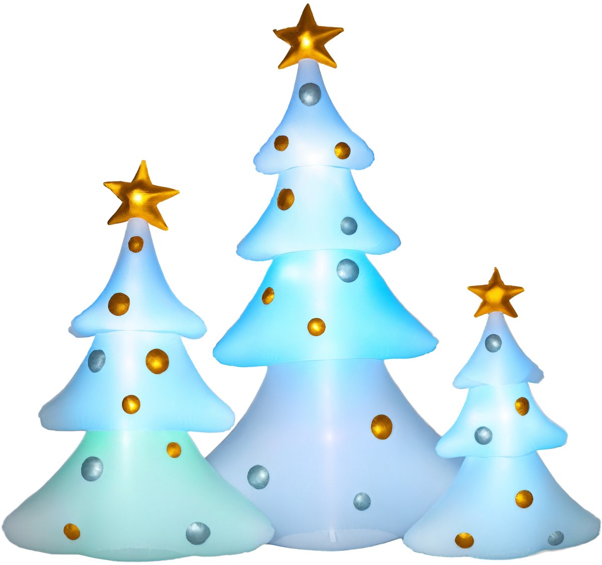 HOMCOM Opblaasbare kerstboom Polyester stof 239L x 77B x 210H cm Meerkleurig