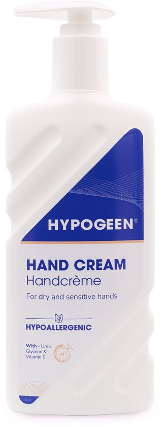 Hypogeen Handcrème - Voor droge handen en gevoelige huid - Snel absorberend, hydraterend en voedend - Beschermt tegen uitdroging, psoriasis en eczeem - Vrij van parfum en kleurstoffen - Met squalaan & melkzuur - Hypoallergeen, pH-neutraal - 300 ml