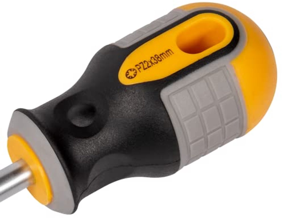 Stubby Schraubendreher met Magnetische Punt – Pozidriv S2 Stalen Blad & Soft Grip Handgreep – PZ2 x 38 mm