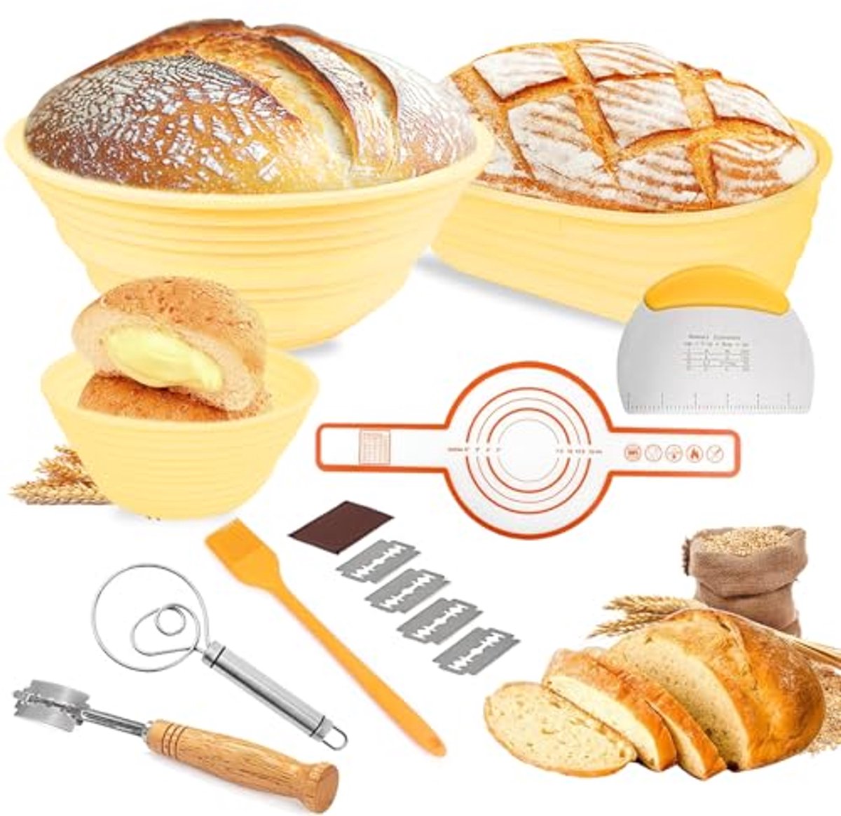 Rijsmandjes Set voor Broodbakken met Accessoires - Siliconen, Diverse Maten