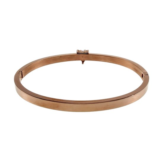 Bracelet jonc rigide en acier inoxydable couleur or rose avec zircones en forme de cœur, 16 à 18 cm
