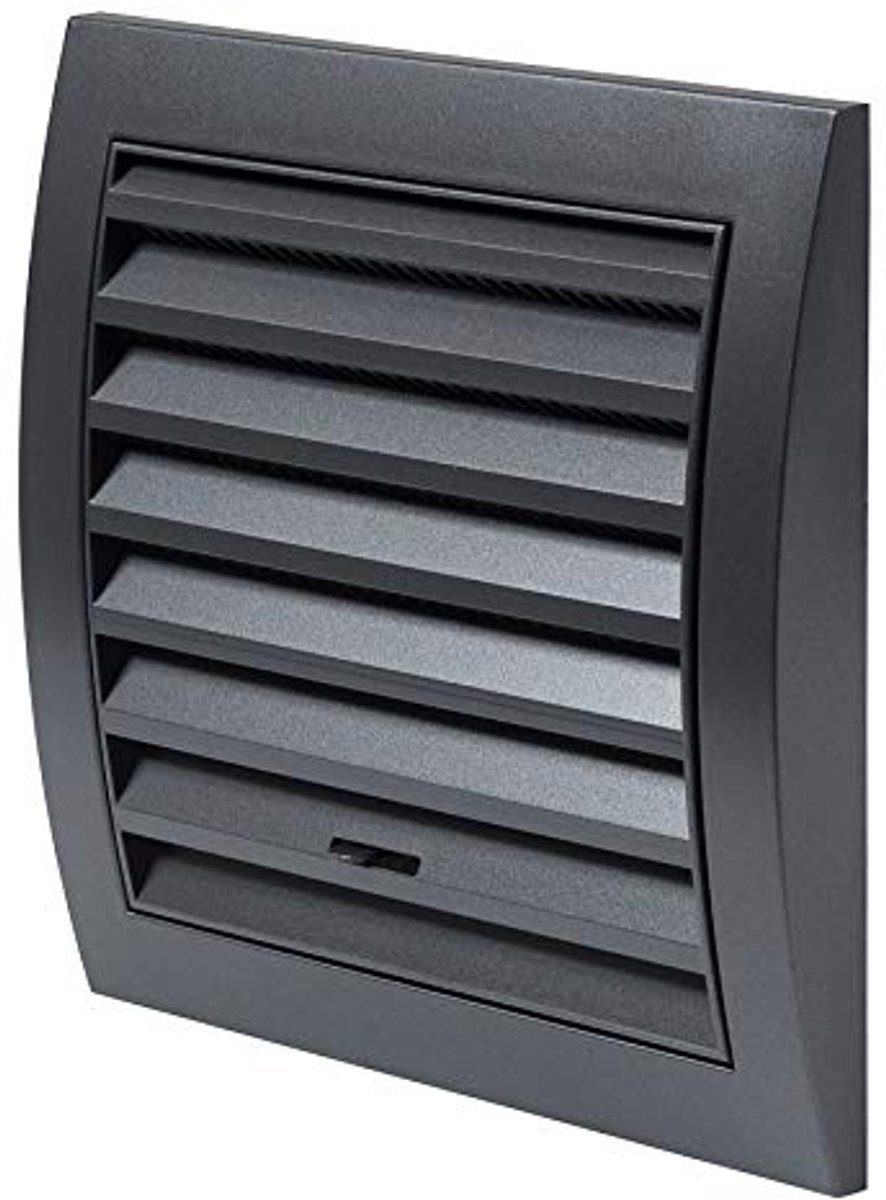 Verstelbaar Ventilatierooster met Insectenbescherming 150x150mm - ABS Kunststof Antraciet