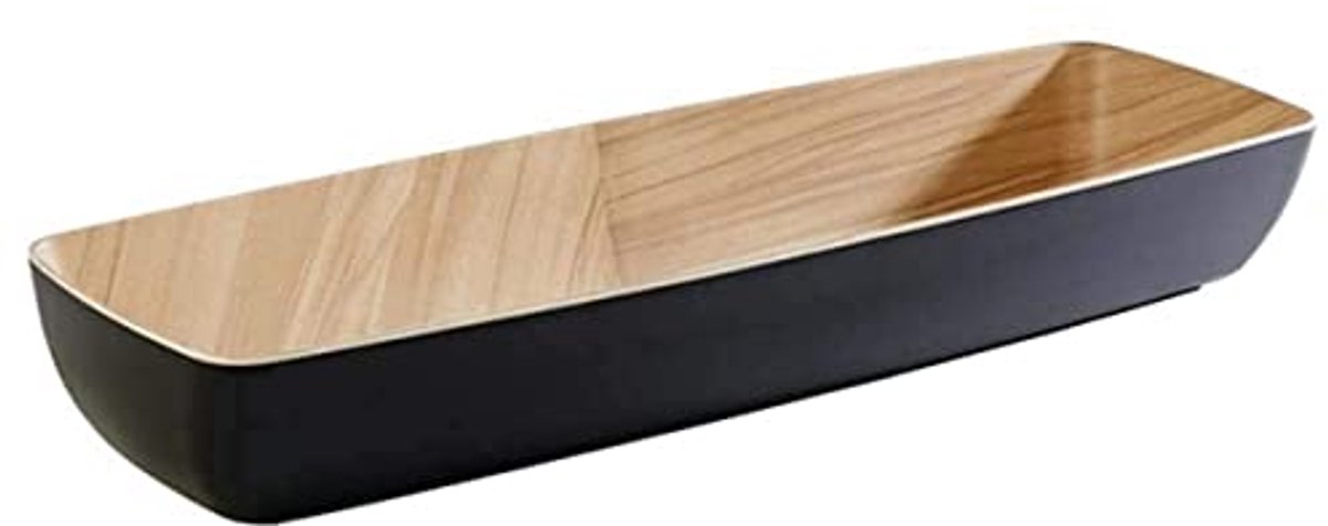 Bijna onbreekbare melamine schaal voor fruitsalade en brood, 53 x 16,2 x 7,5 cm, zwarte bu