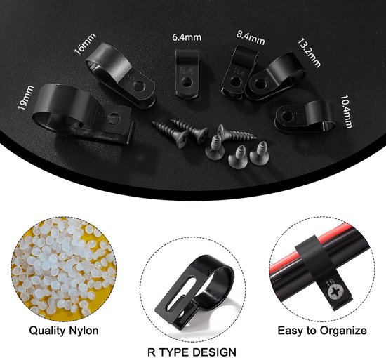 50 Stück Nylon R-Typ Kabelklemme Organizer Kabelclips für 50 Stück Nylon R-Typ Kabelklemme Organizer Kabelclips für