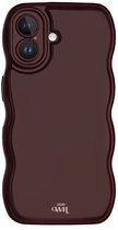 xoxo Wildhearts Glossy Wavy Case Burgundy telefoonhoesje - Geschikt voor iPhone 17 - Golvend hoesje - Glimmende silicone case met golven - Vlekbestendig - Burgundy / Bordeaux Rood