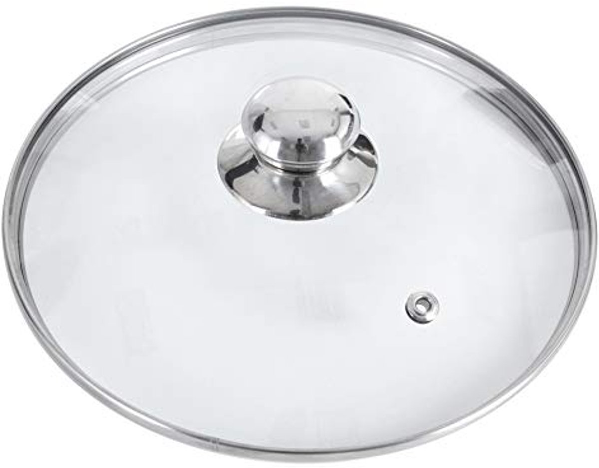 28 cm Glazen Pan Deksel met RVS Handgreep