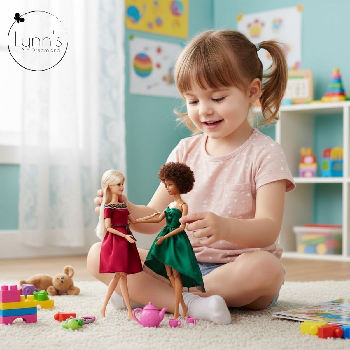 Lynn’s poppenkleertjes - Set ‘Anna’ - Geschikt voor modepop - Set van 5 jurken voor kerst, feest, gala - Kleding voor modepoppen - Cadeauzakje — afbeelding 4