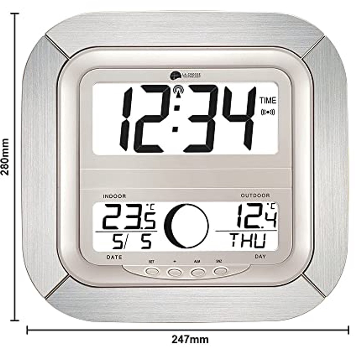 Wandklok met Maanfasenaanduiding - DCF-77 Radio Gestuurd