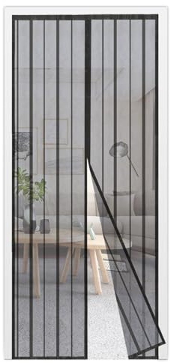 Magnetisch Vliegengaas voor Balkondeur en Schuifdeur - Insectenbescherming zonder Boren, 110 x 220 cm, Zwart