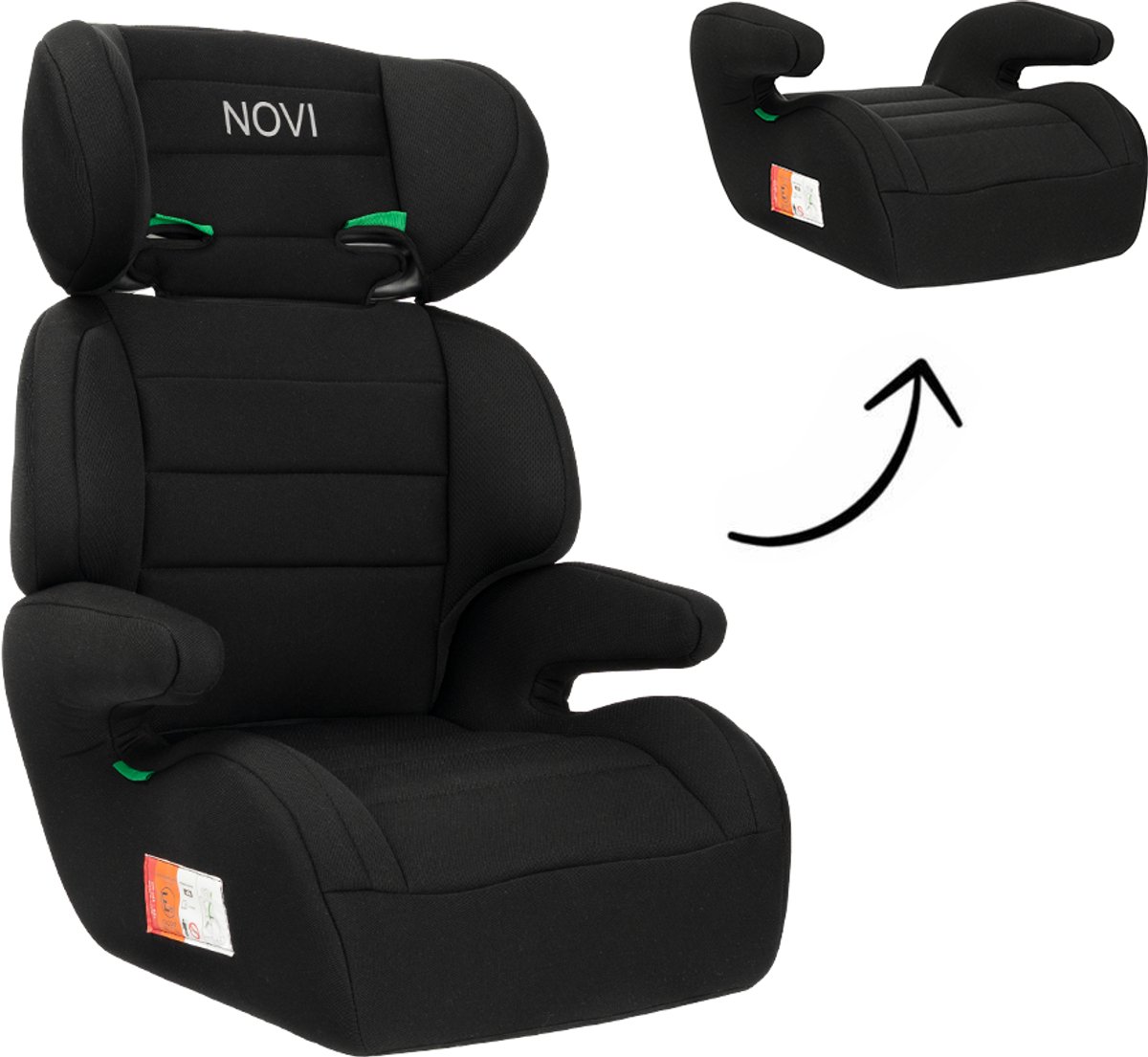 Novi Baby Charly Premium Autostoel - i-Size - Gordel - Zwart - Geschikt van 126 tot 150 cm