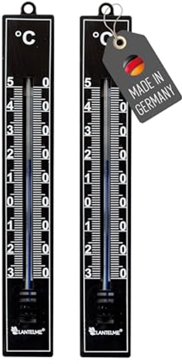 Set van 2 Tuinthermometers -30 °C tot 50 °C, Analoge Kunststof Thermometer, Weerbestendig Binnen en Buiten