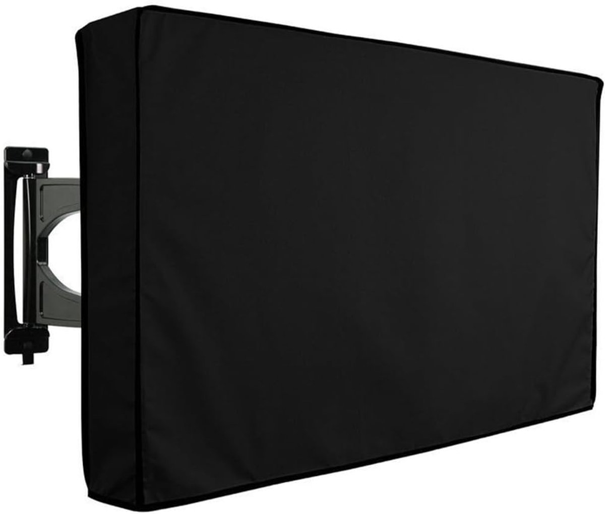 Outdoor TV Cover - Waterproof - Dustproof - Thick Fabric - Polyester Protection - Contraction Band - Portable - Foldable - Weatherproof - Scratch Protection - Flat Screen TV 58 x 5 x 37