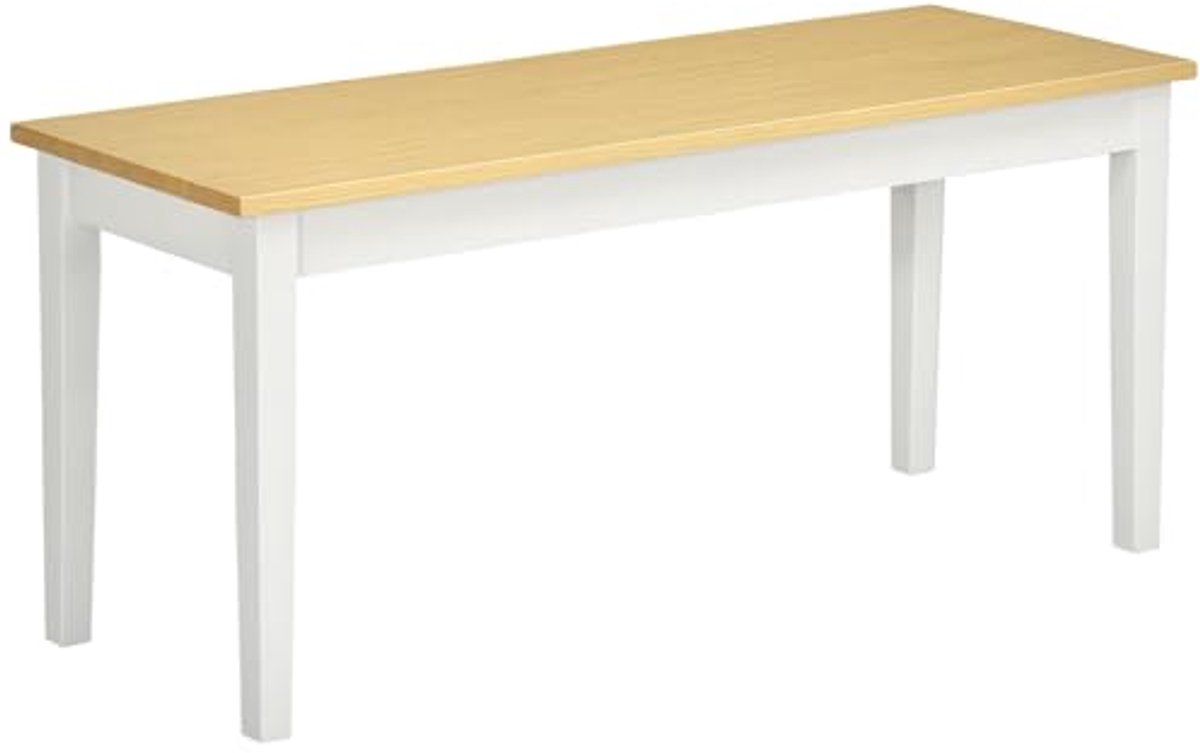 Houten bank voor 2 personen - Natuurlijk en wit - Tijdloos design - 102 x 36 x 45 cm