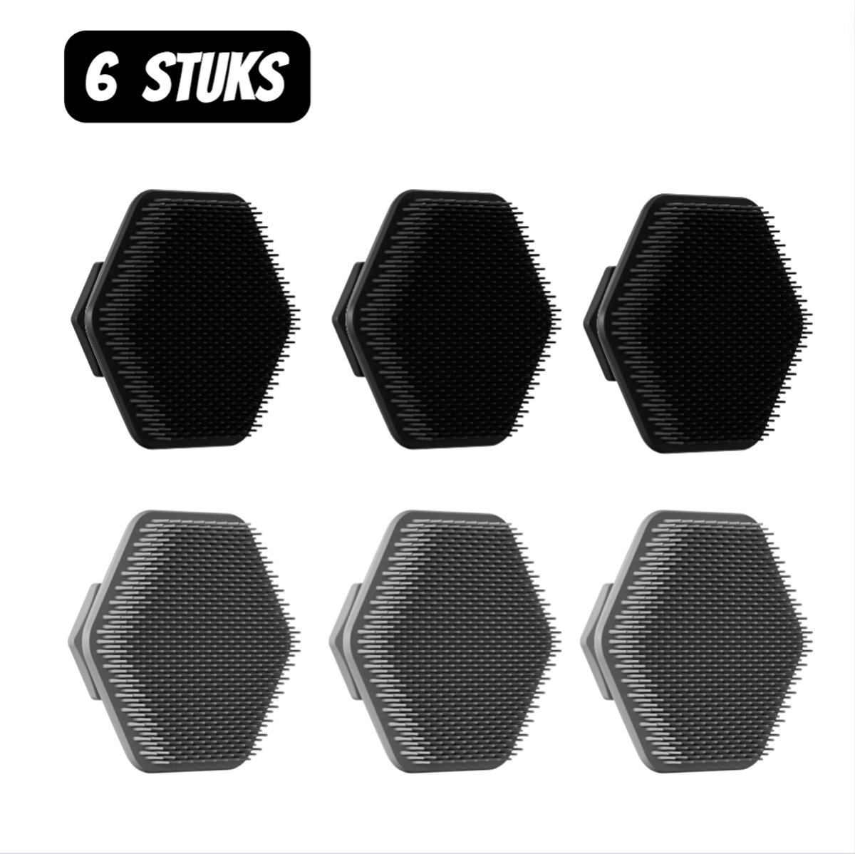 6 stuks - Reinigingsborstel - Silicone Gezicht Reinigingsborstel - Zwarte Scheerborstel - Hygienische reinigingsborstel - Diepe poriën reiniger - Gezicht exfoliator borstel - Zwart en grijs