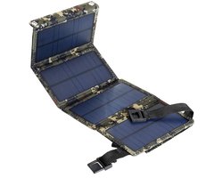 JeiibrZui Zonnepaneel Lader - Opvouwbare Zonne-energie Powerbank - Dubbele USB & 23% Efficiëntie - 1 - Voor Buiten Kamperen + Zwart