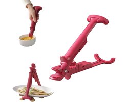 2-in-1 anti-verbrandingsklemmen voor kommen, multifunctionele anti-verbrandingstang, hittebestendige siliconen handgreep voor hete platen, ovenklem, voor kom en bord (rood) - Cyslmuk®