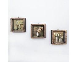 Asir - Decoratief ingelijst MDF-schilderij - Veelkleurig - 15 x 15 cm (3 stuks)