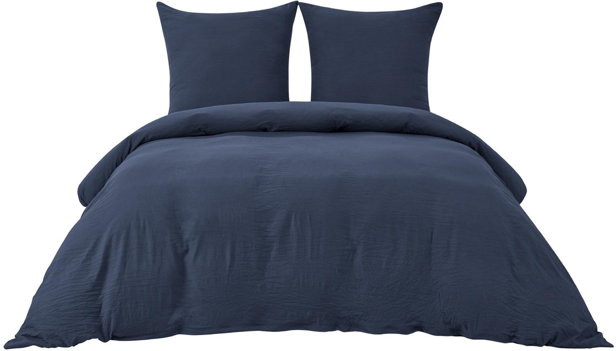 Ibenzoa Zachte en Ademende Beddengoedset van Microvezel met Ritssluiting Donkerblauw