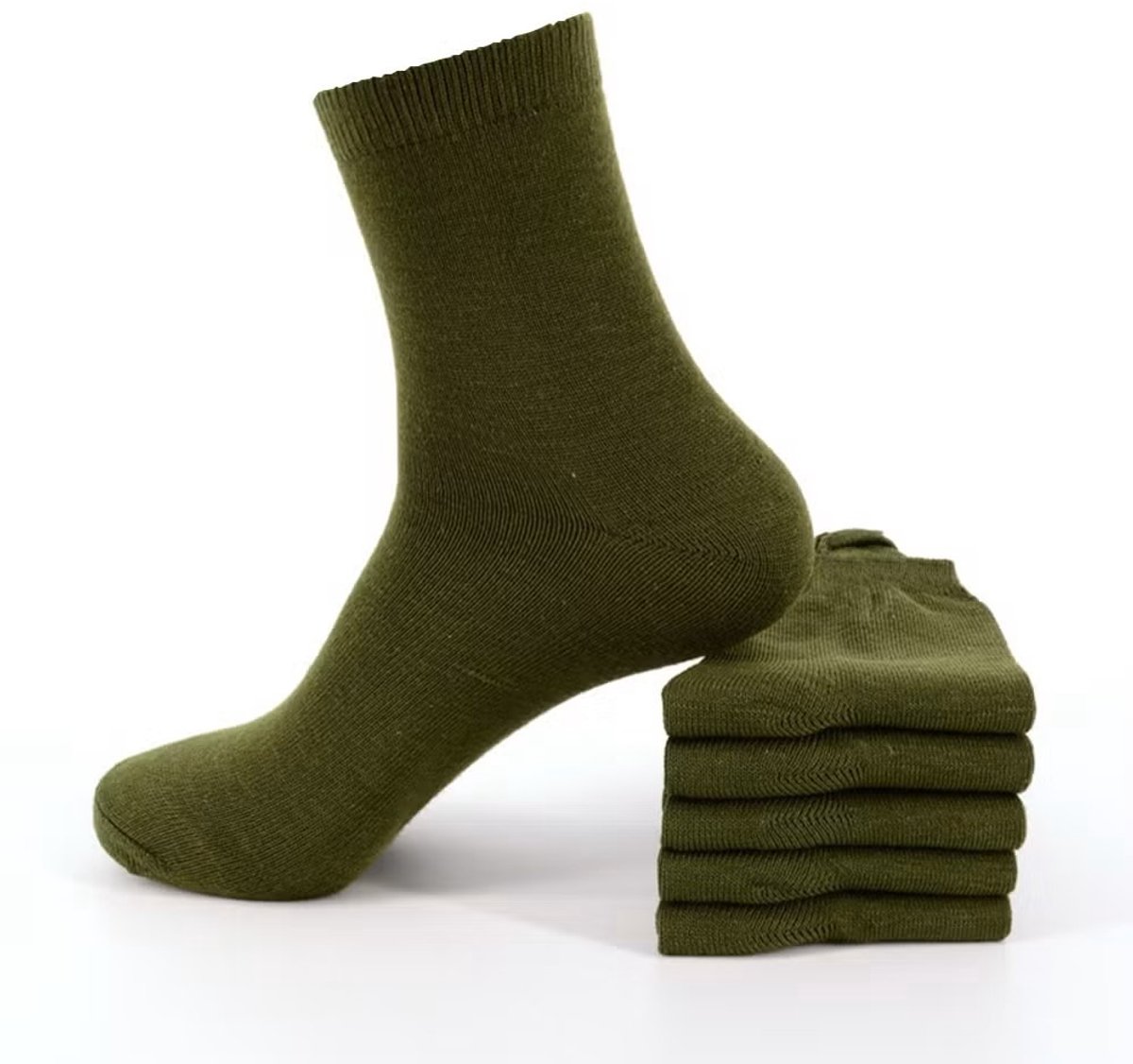 3-Paar Origineel Bamboe Sokken in Legergroen Kleur 43-45
