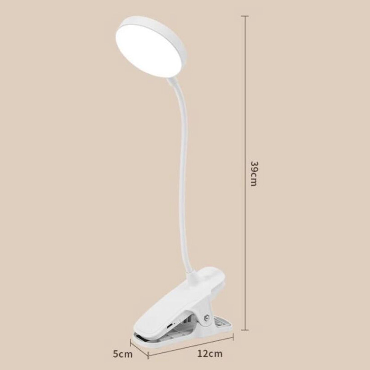 LED Leeslamp met Klem -Boeklampje - Klemlamp- USB Oplaadbaar - Flexibel -3 Lichtstanden - Voor Boek, Bed, Bureau — cadeau in Gadgets - foto 7