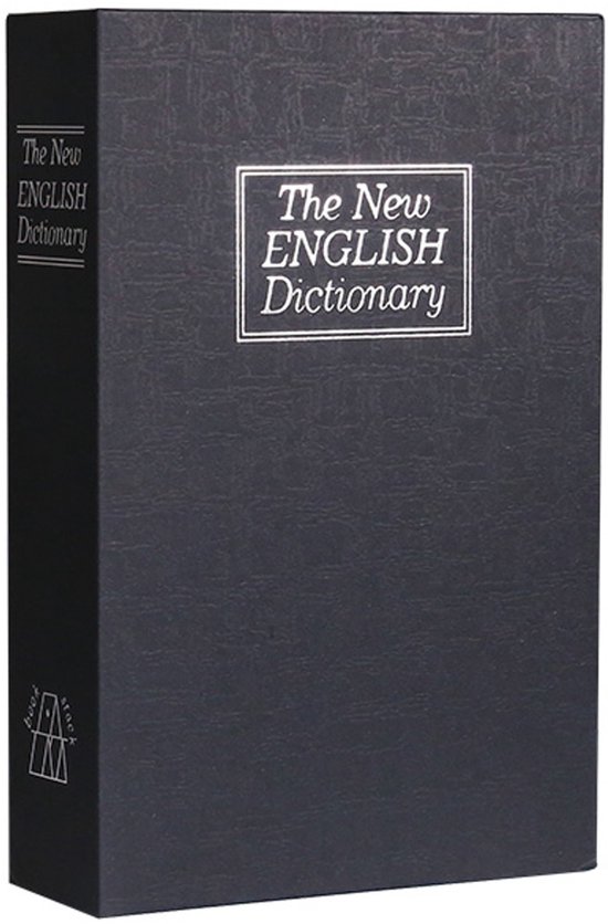 Zwart boek met de tekst "The New English Dictionary" op de kaft en rug.