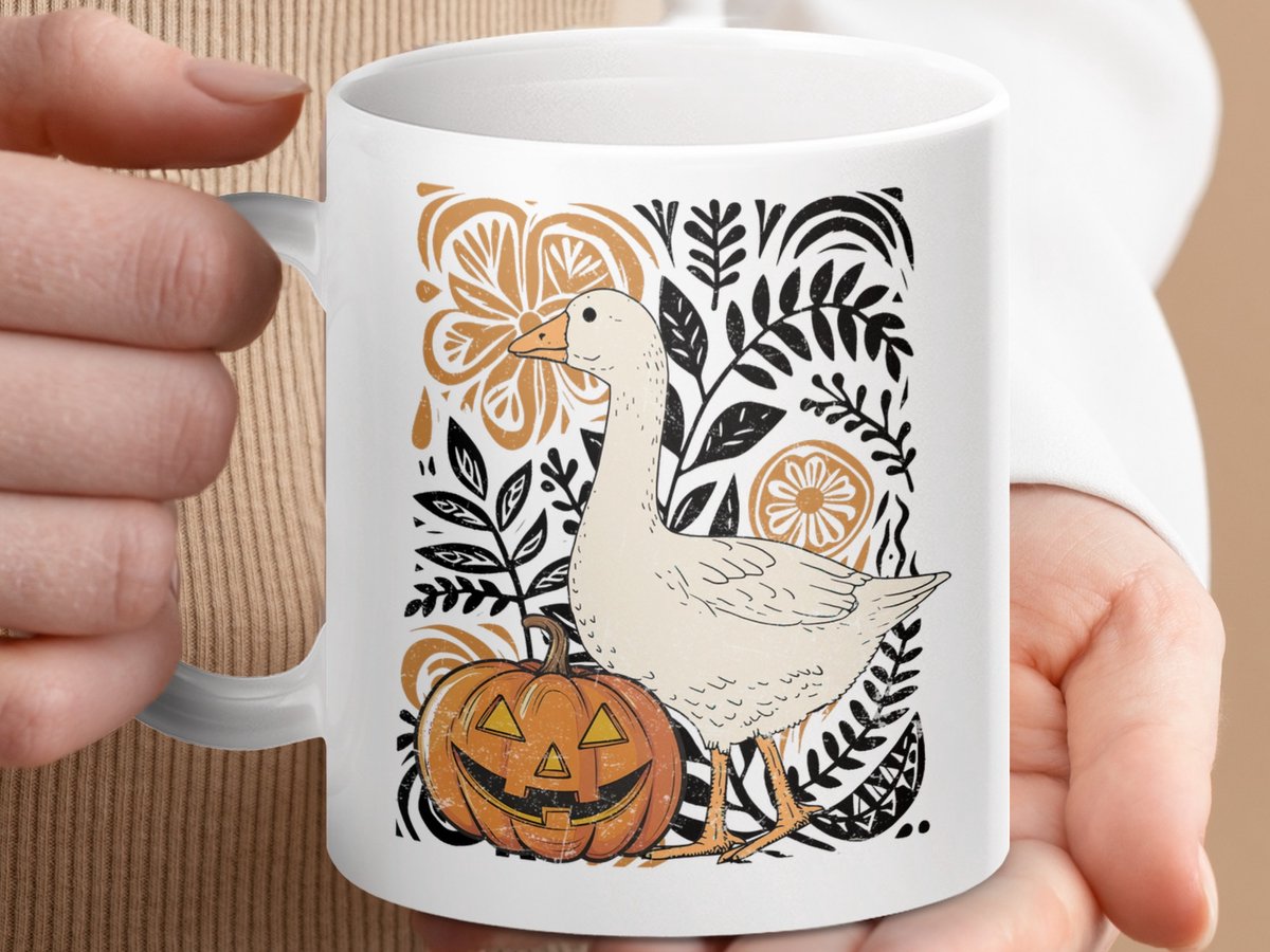 Mok Gans Halloween Pompoen, Herfst Mok, Feestdag Beker, Keramische Mok, Geschenk Idee