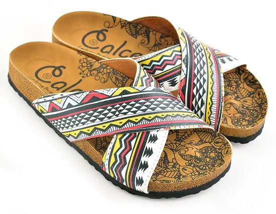 GOBY - Motif à carreaux - Slippers - Sandales pour femmes - Haute qualité - Fait main - Taille 39