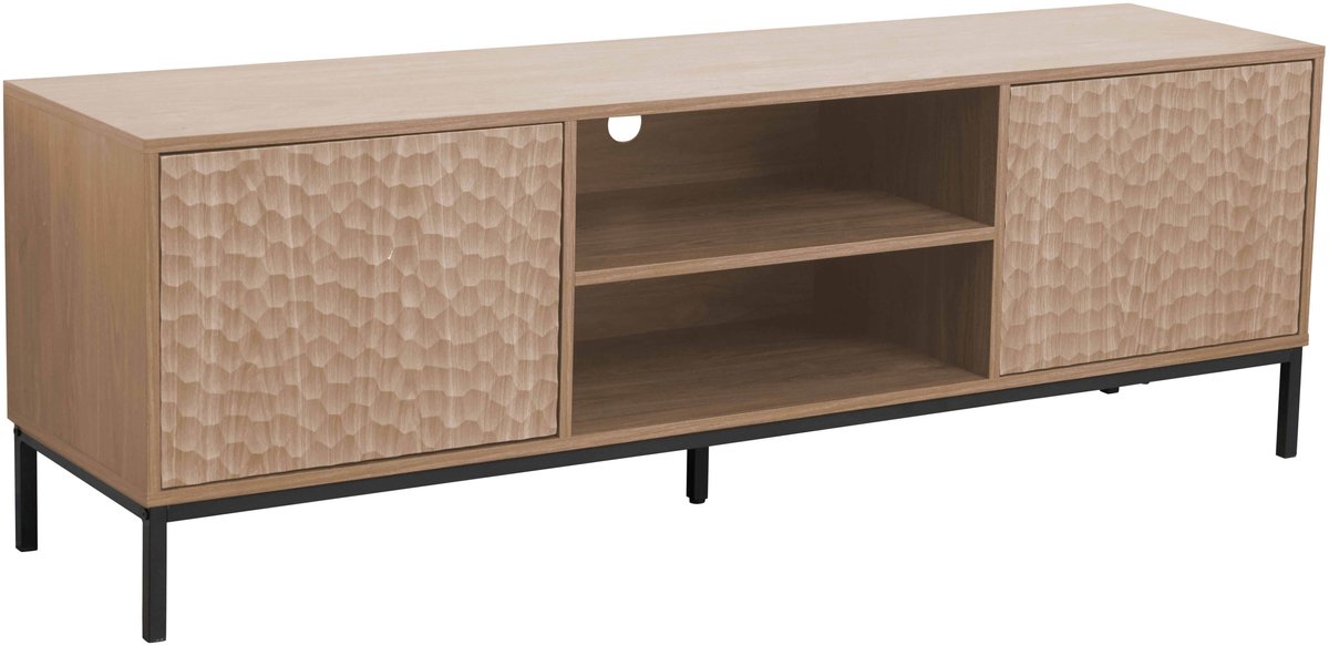 Oviala - Rechthoekige tv-kast met 2 deuren L160 cm licht hout - Ketry