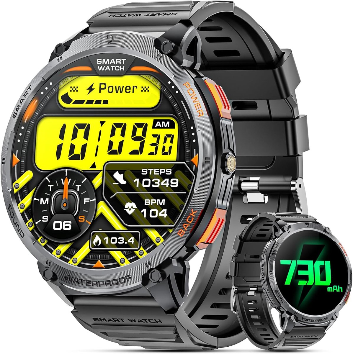 Smartwatch met Bluetooth, HD-display, 1,85 inch, Waterdicht, 24/7 Hartslag & Slaapmonitor voor Android en iOS