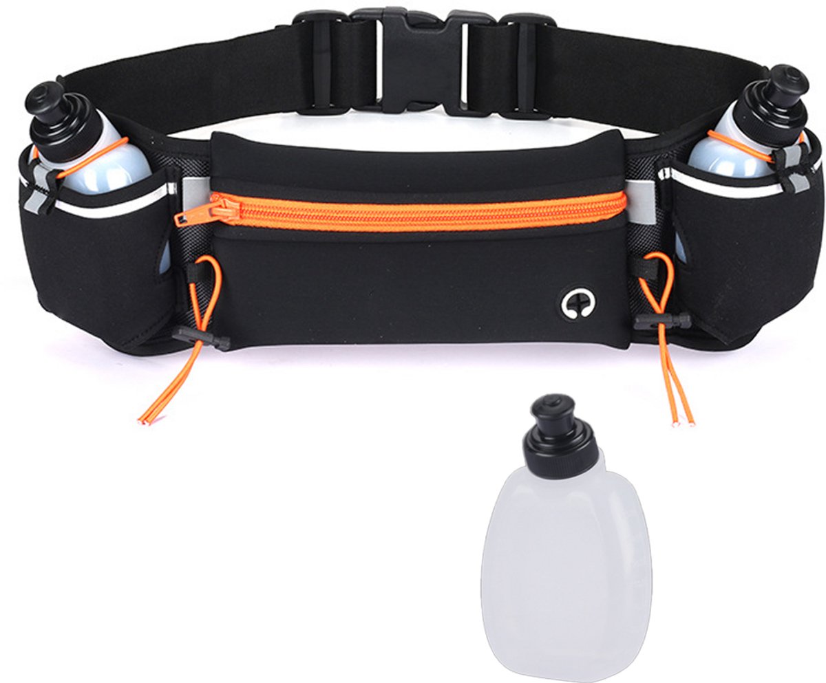 JeiibrZui Flipbelt Hardloopriem - Heuptasje Voor Hardlopen - Groot Vak Voor Telefoon Minder Dan 18 Cm En Waterfleshouder - 1 - Oranje