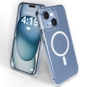 Transparant hoesje met blauwe rand, MagSafe-compatibel, voor iPhone 14.