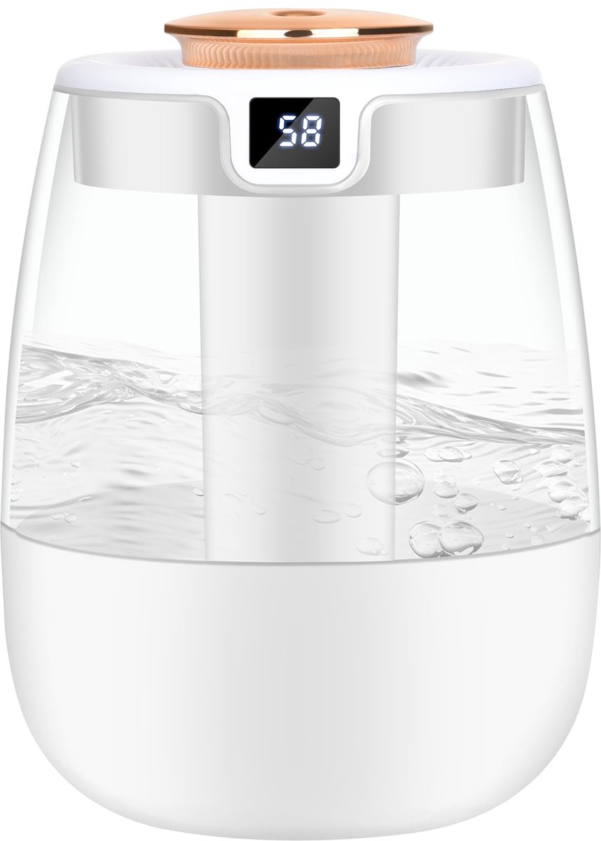 QTTVBTNA -1,3L Luchtbevochtiger met Display – 20 Uur Werking – 3 Spray Modi – Voor Slaapkamer, Baby & Kantoor