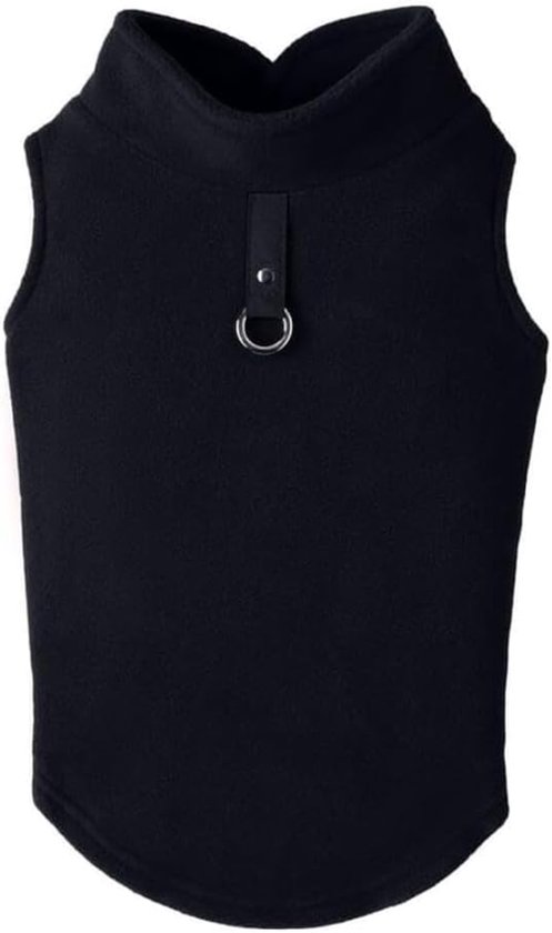 Hondenjas - Fleece Vest Hondentrui - Hond winterjas- Warme Hondenjas - Pullover fleece hondenjas - O ring lijn - Perfect voor kleine honden - Middelgrote honden - Zwart - Maat M