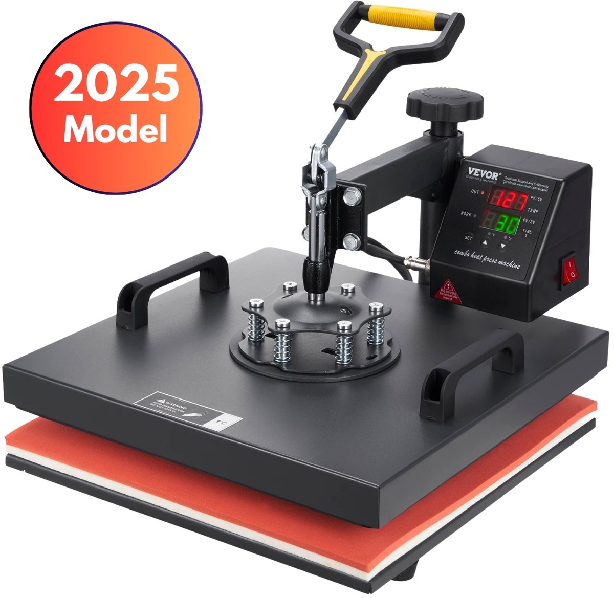 Fubzz Warmtepers Machine - Heat Press 38x38cm - 8 in 1 Hittepers - Transferpers voor Kleding Mokken Petten - Digitaal LCD Display - Zwart