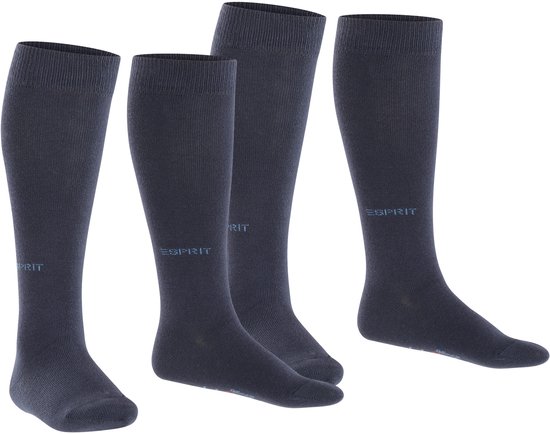 Vier donkerblauwe Esprit kniekousen met Esprit logo op de schacht.