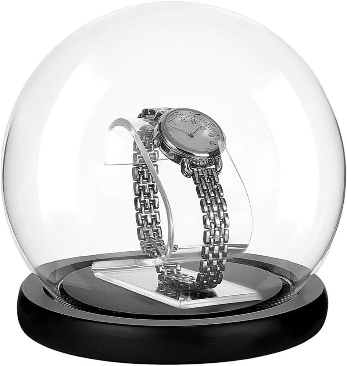 Allecto plus - Glazen Dome Vitrine Acryl Horloge Display Stand | Armband Display Rack | Sieraden Houder voor Horloges en Armbanden | Mannen en Vrouwen | 5,3 x 5,1 inch