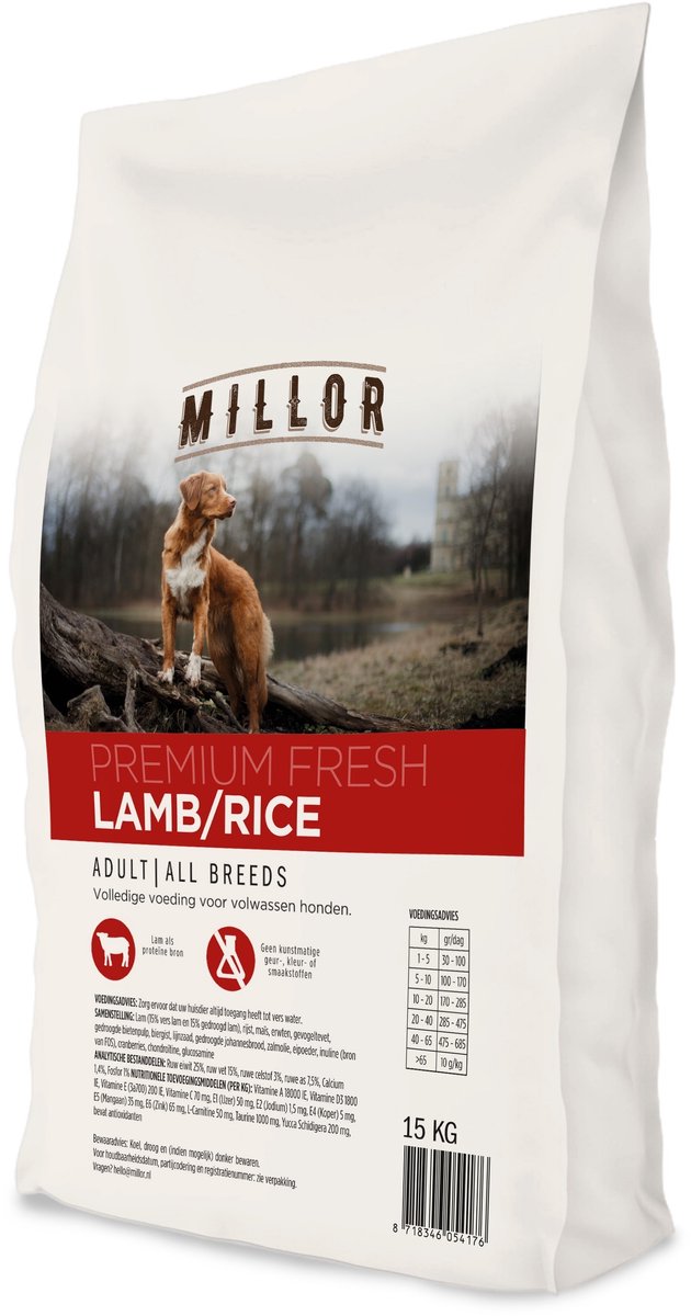 Hondenvoer Millor - Lam en Rijst - Volledige Brokken 15kg