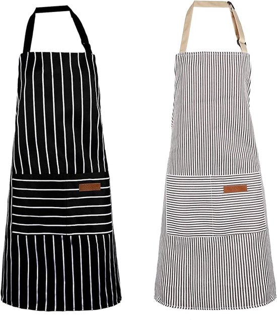 sets verstelbare schorten, chef-kok, keukenschorten, verstelbare schorten, waterdichte schorten, professionele schorten van katoen en polyester voor volwassenen voor thuis, keuken, café, restaurant