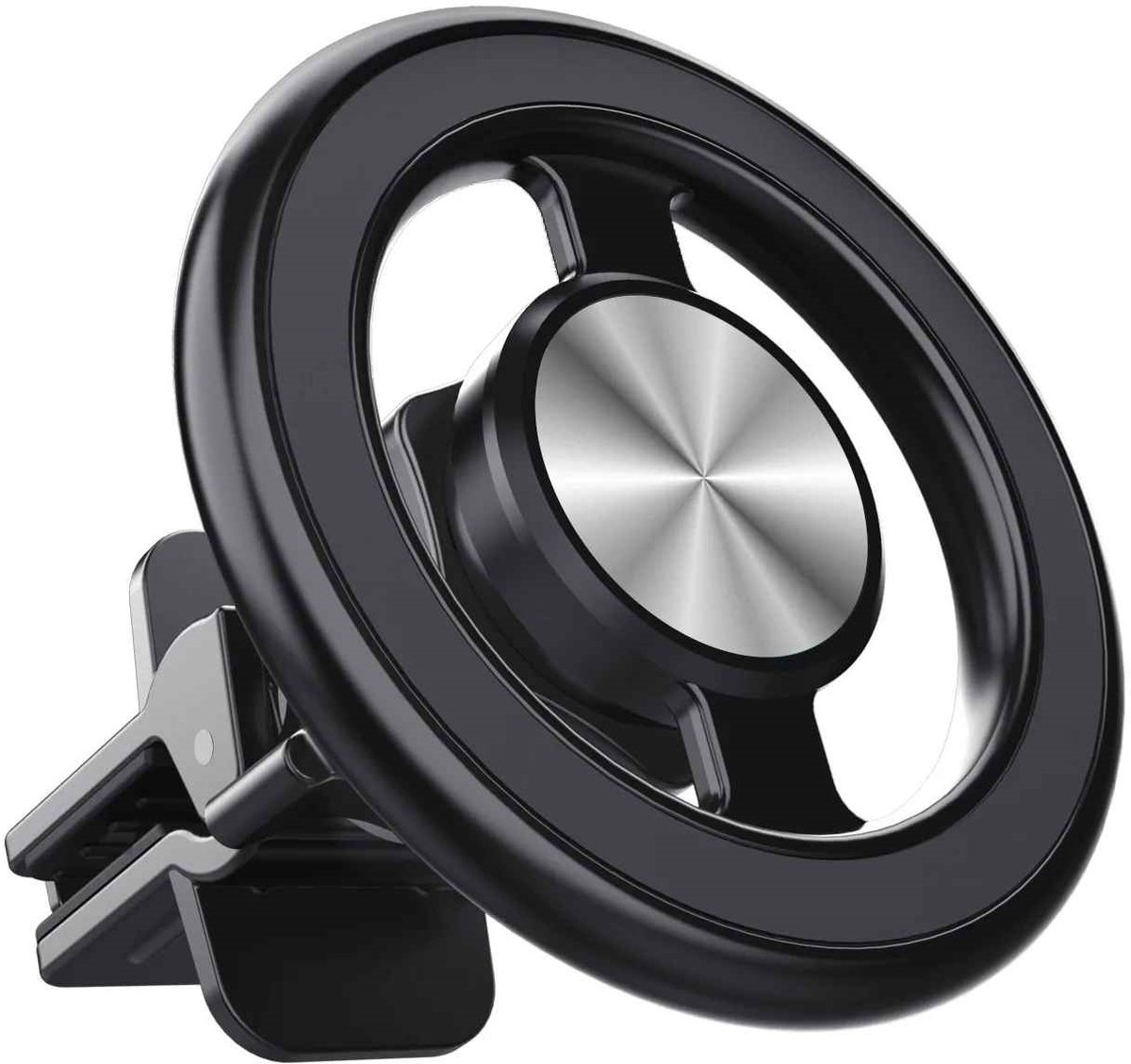 DrPhone JetMount - Magnetische Telefoonhouder – 360° Draaibaar - Magsafe Compatibel - Sterke Grip voor Auto & Dashboard - Zwart