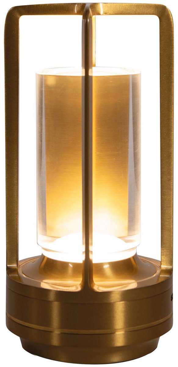 Draadloze Tafellamp | Aluminium & Kristal | 18 × 9 cm | Warmwit | Batterij | Goud | Anna’s Collection