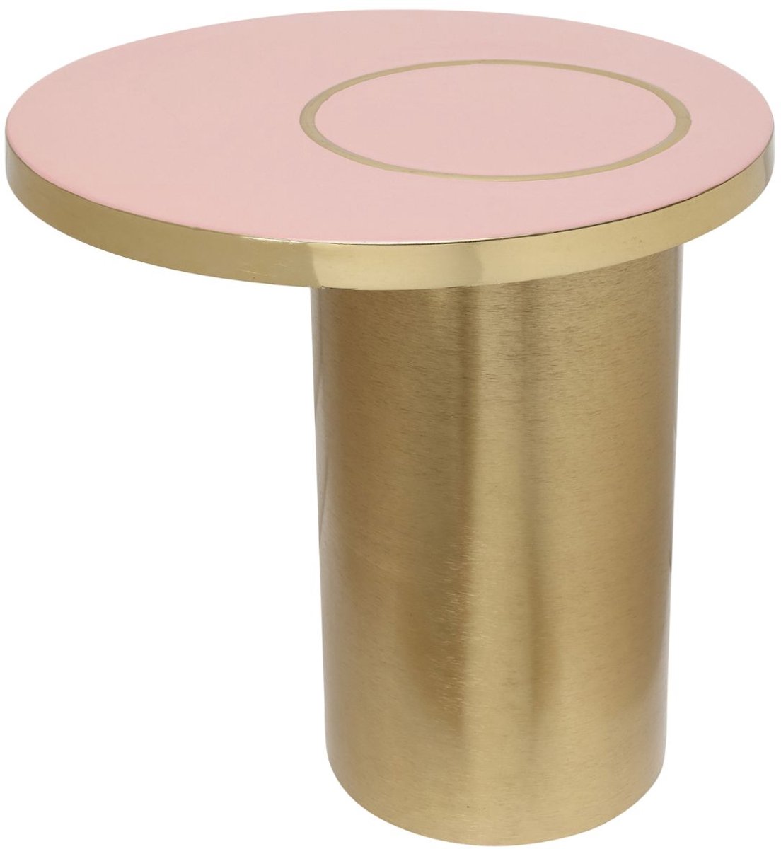 Floraya - Bijzettafel Art Deco Deluxe - Roze/Goud - 51x51x50 cm (LxBxH) - Design bijzettafel