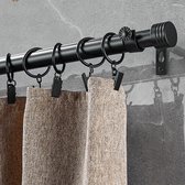 Tringle à rideaux CHIWIN - 160-200 cm réglable - Tringle à rideaux en métal avec 4 supports - Tringle à rideaux robuste pour Rideaux lourds - Rail à rideaux pour chambre, salon, Cuisine, salle de bain - Zwart