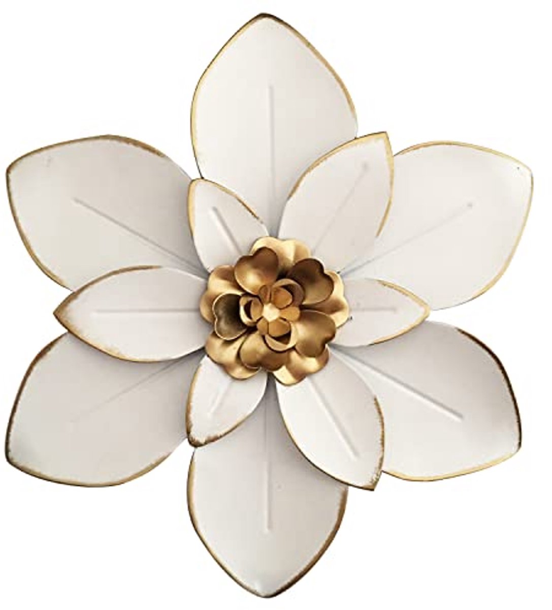 Metal Muurdecoratie met Bloemen - 10 Inch Rustieke Moderne Sculptuur voor Thuis en Tuin