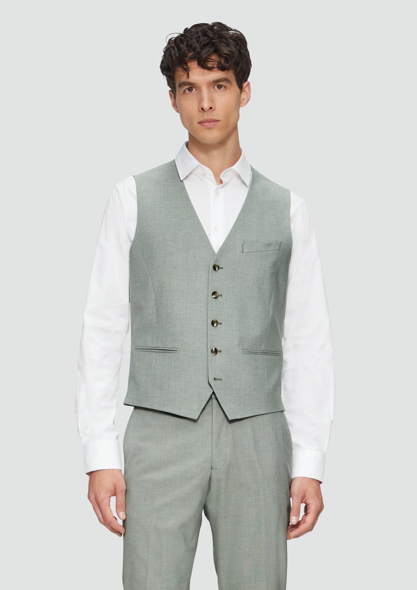 s.Oliver BLACK LABEL - Vest - Maat 56 - Mannen - Groen - voering