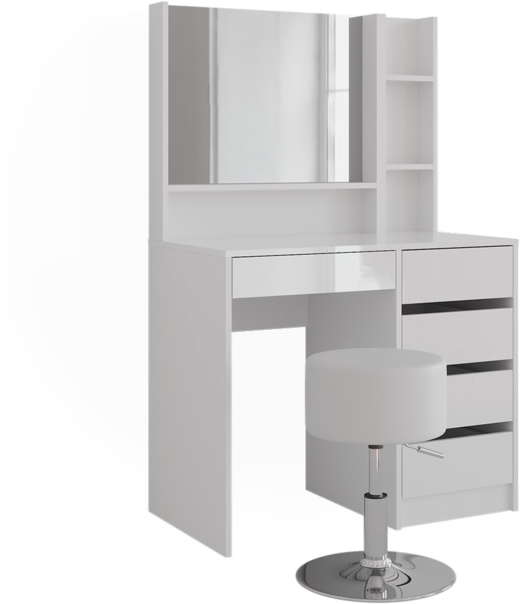 Vicco Sherry Kaptafel – 89.8 cm 4 delen Wit/wit hoogglans