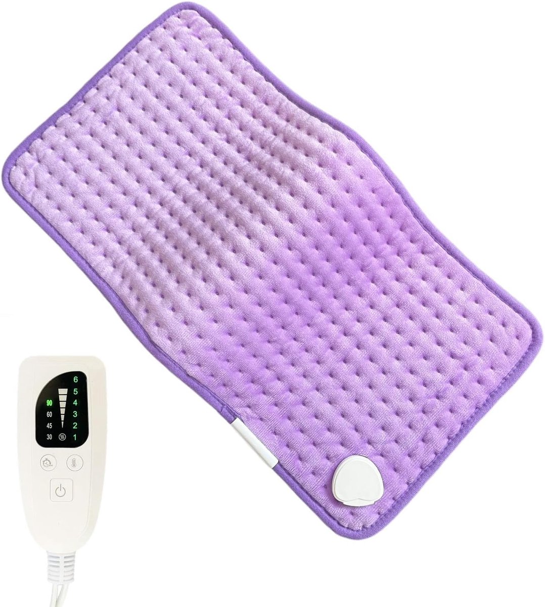 Elektrisch verwarmingskussen voor rug, schouders en nek, snelle verwarmingstechnologie, 6 warmtestanden, 4 timerinstellingen (afmeting: 30 * 60 cm, kleur: paars)
