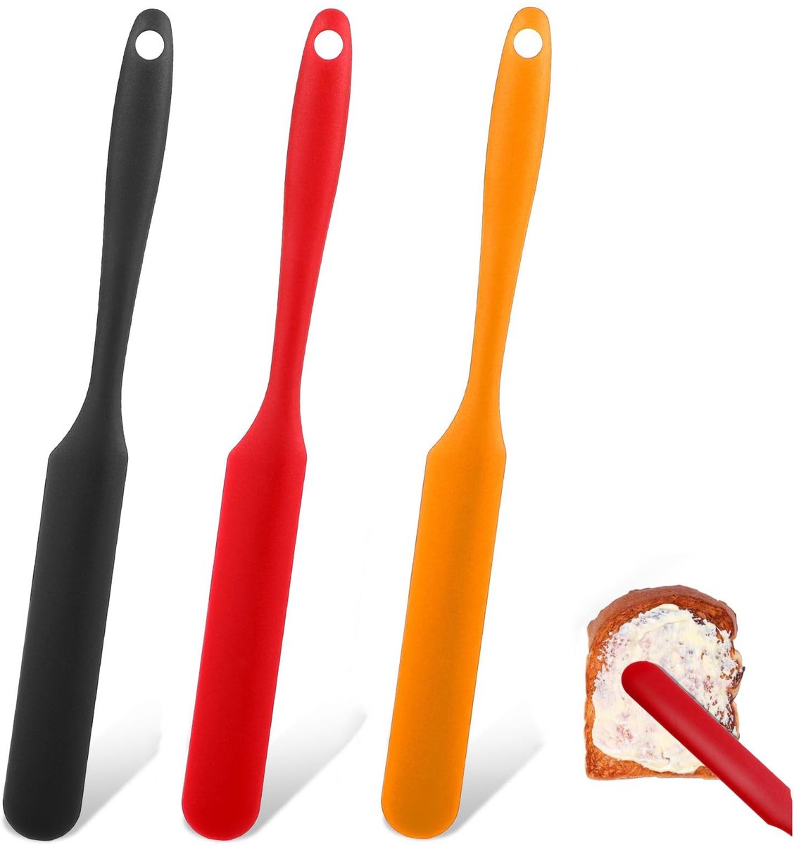 Ibenzoa® Set van drie smalle siliconen spatels voor veelzijdig keuken- en bakgebruik