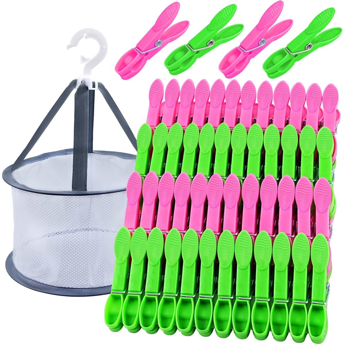 Ibenzoa® Set van 48 kleurrijke wasknijpers met handige opbergzak voor binnen en buiten