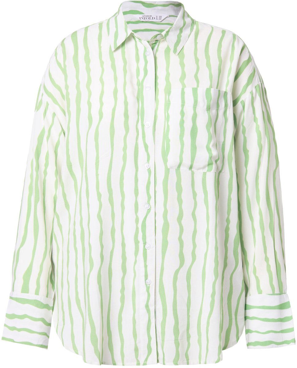 Studio Untold - Dames - Overhemdblouse oversized strepen - Klavergroen - Maat 50+